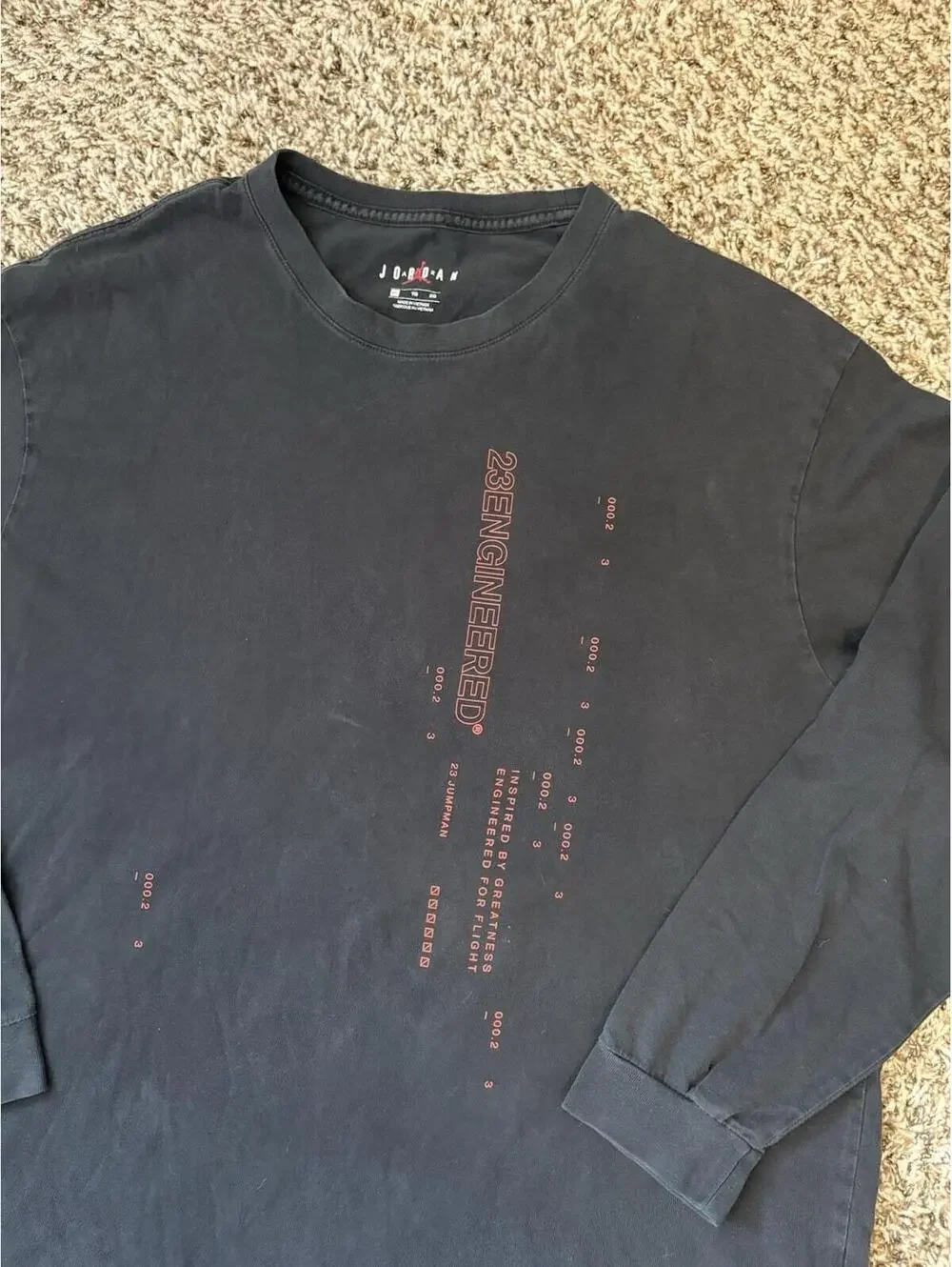 Air Jordan 23 Engineered Men's Size XL Long Sleeve T-Shirt Black CD5505-010